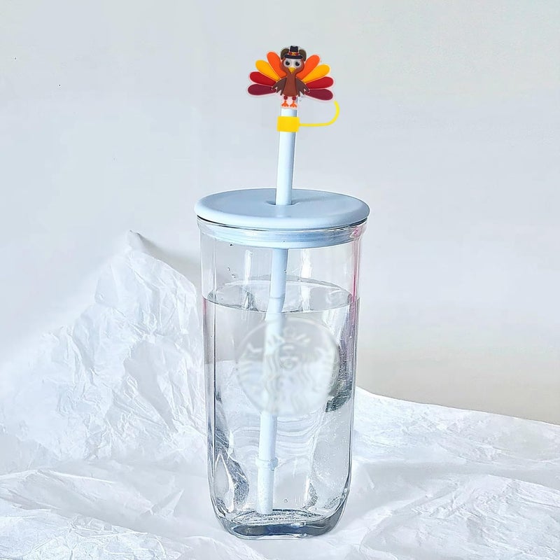 LYLYNB 12Pcs Fall Straw Toppers Maple Leaves Pumpkin Squirrel Cute Design Straws Tips Cover Thanksgiving Straw Cover Cap Reusable Drinking Straw Topper 10mm Autumn Stanley Cup Accessories Cute Straw Covers - Image 2